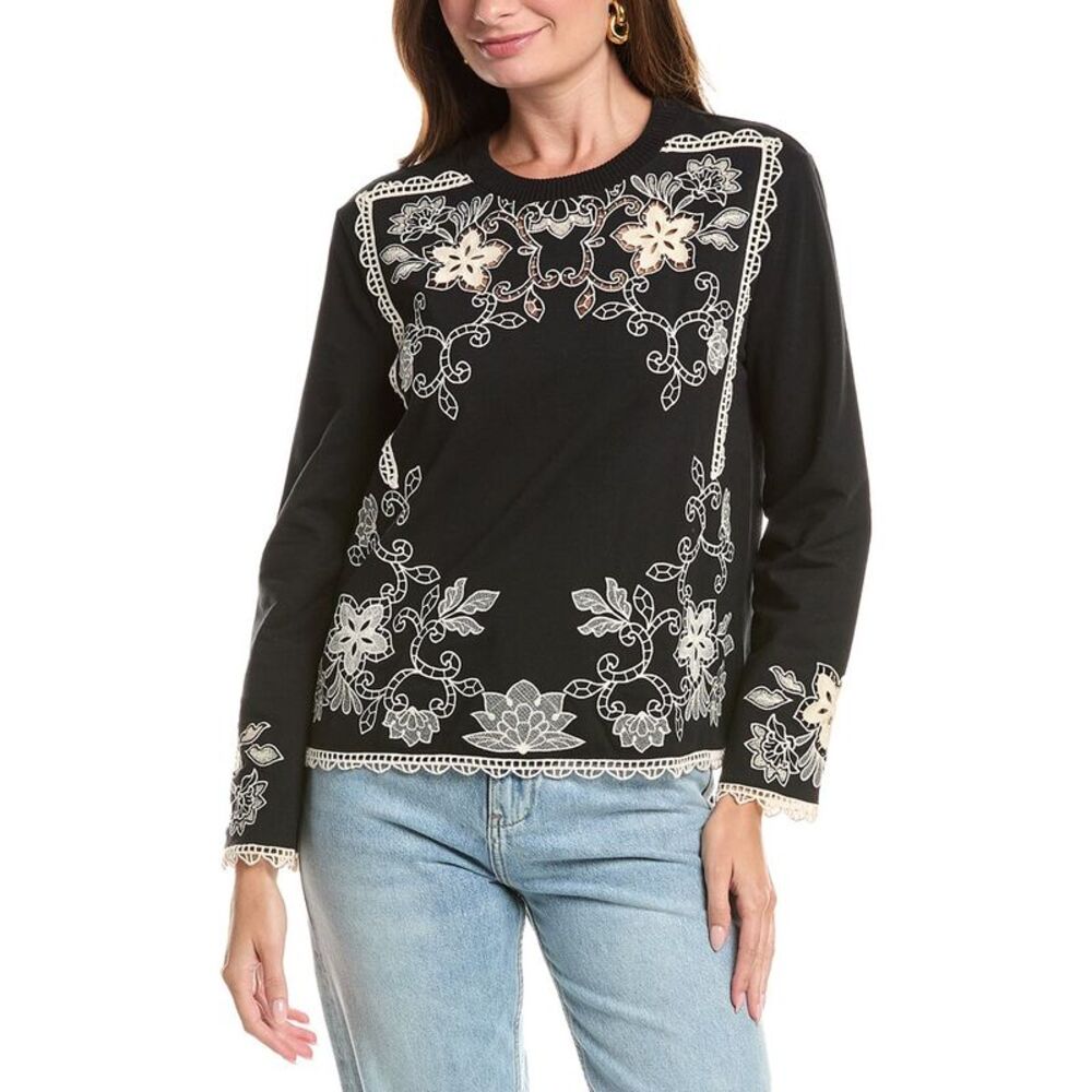 Johnny Was Womens Nalani Pullover, Black